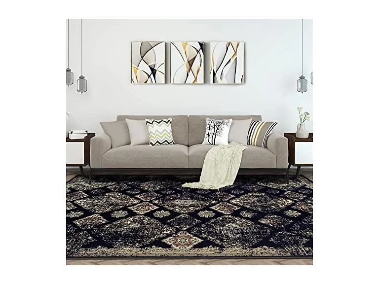 Superior 5'x8' Distressed Damask Border Rug