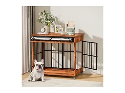 HugCoz 7002 38 Dog Crate Furniture, Double Door Wooden 