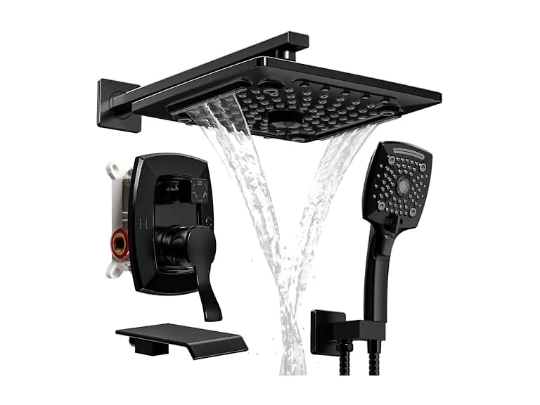 ELLO&ALLO Matte Black Tub Shower Faucet Set