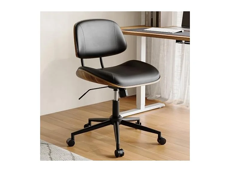 Armless Office Chair with Wheels, PU