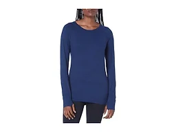 Amazon Essentials Long Sleeve Workout Top for Women, Brushed Tech Stretch Crewneck, Athletic, Medium (Available in Plus Size), Navy Space Dye