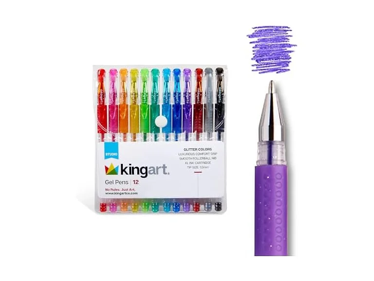 KINGART 400-12 Comfort Grip Gel Pens, Set of 12