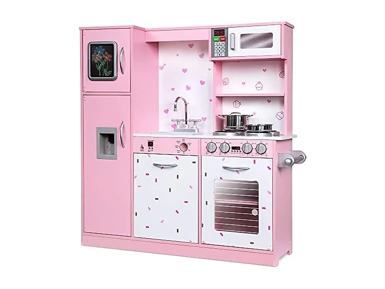 Kitchen set pink cookie backsplash
