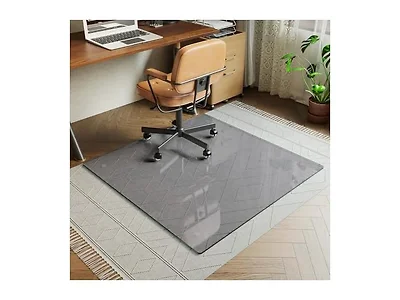 Koonmi Grey Glass Chair Mat 46" x 46"