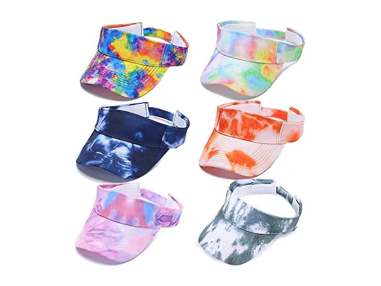 6 PC Tie Dye Sun Visors Hats