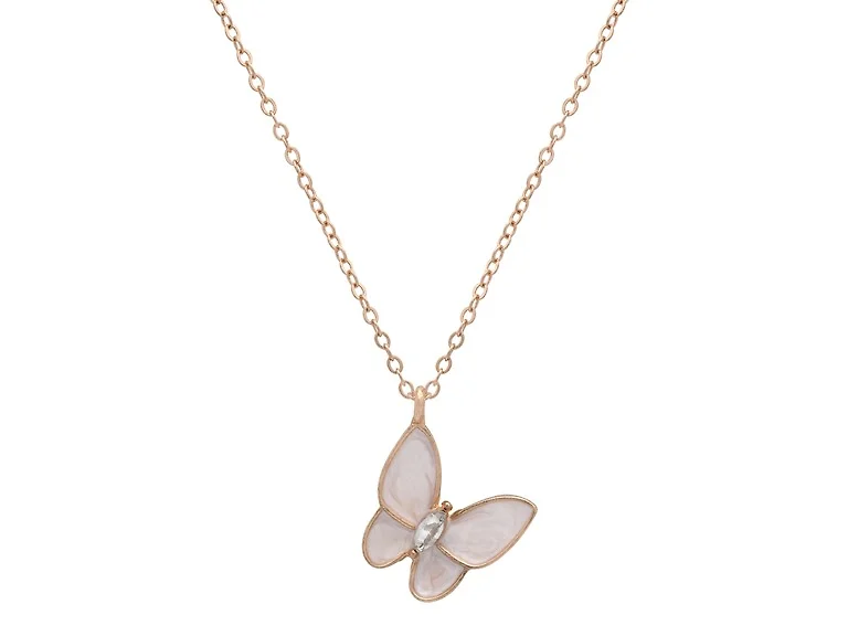 Butterfly Mother of Pearl & CZ Necklace