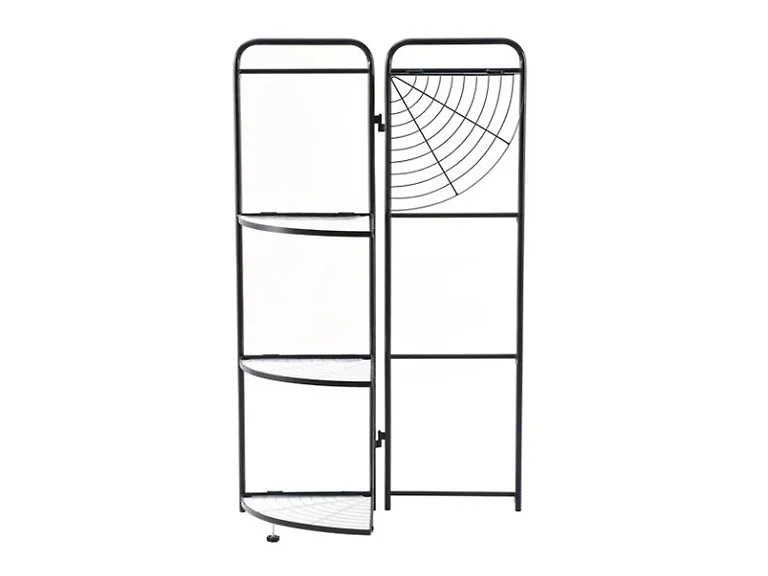 4-Tier Foldable Corner Shelf, Black