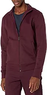 Amazon Essentials Men's Standard Full-Zip Fleece Mock Neck Midweight Sweatshirt with Pockets, Burgundy, Small
