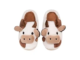 XIXITIAO Cow Slippers for Women and Men,Cute and Cozy,Brown,Size 9