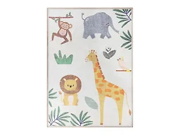 Superior Indoor Kids Rug, Felt Dot Backing Washable Rug, Non-Slip, Toddlers & Babies, Perfect for High Traffic Playroom, Kids Room or Bedroom, Animal Safari Play Mat Animal - Ivory 2' x 3'