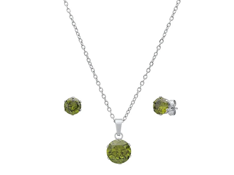Green Stone Necklace & Earring Set