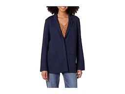 Amazon Essentials Women's Relaxed-Fit Soft Ponte Blazer, Navy, Small