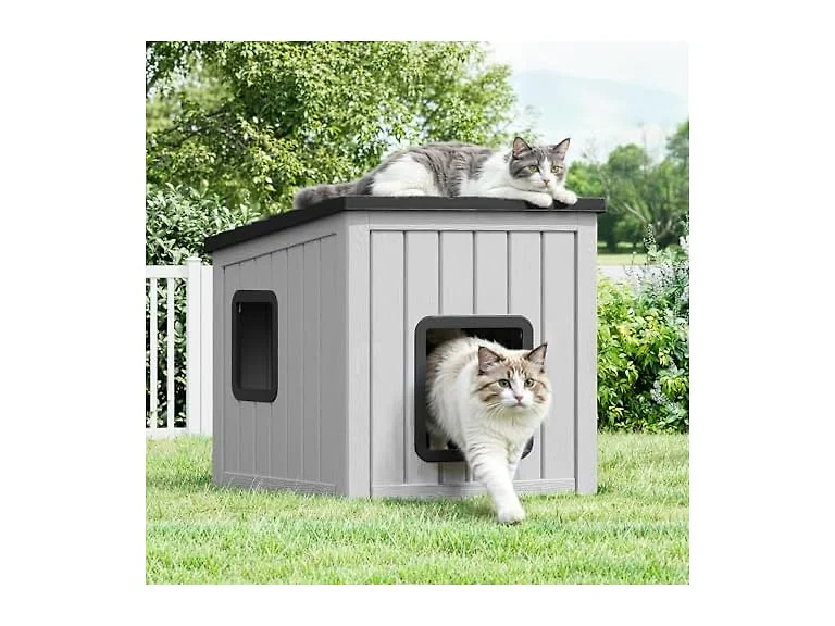 LHBcraft Outdoor Cat House Weatherproof