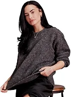 Amazon Essentials Women's Oversized-Fit Faux Mohair Crewneck Sweater, Charcoal Heather, Large