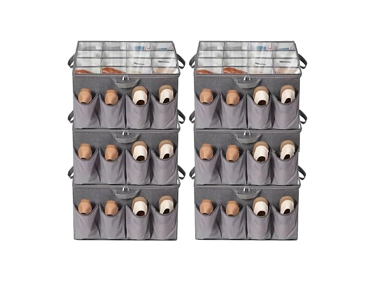 STORAGEIDEAS Fabric Shoe Organizer for Close Grey, 6 Pack