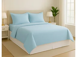 Luxury Home 4PCS-SD-CTN-BLU-F Full 100% Cotton 4-Piece Bed S