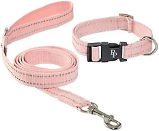 Pet Passion Max II - 2-Pack Reflective Leash & Collar Adjustable Matching Pet Set, Durable Heavy Duty, Recycled, Small, Medium, Large Dogs ​, Pink, Medium