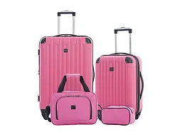 Travelers Club Midtown Hardside 4-Piece Luggage Travel Set, Bubble Gum
