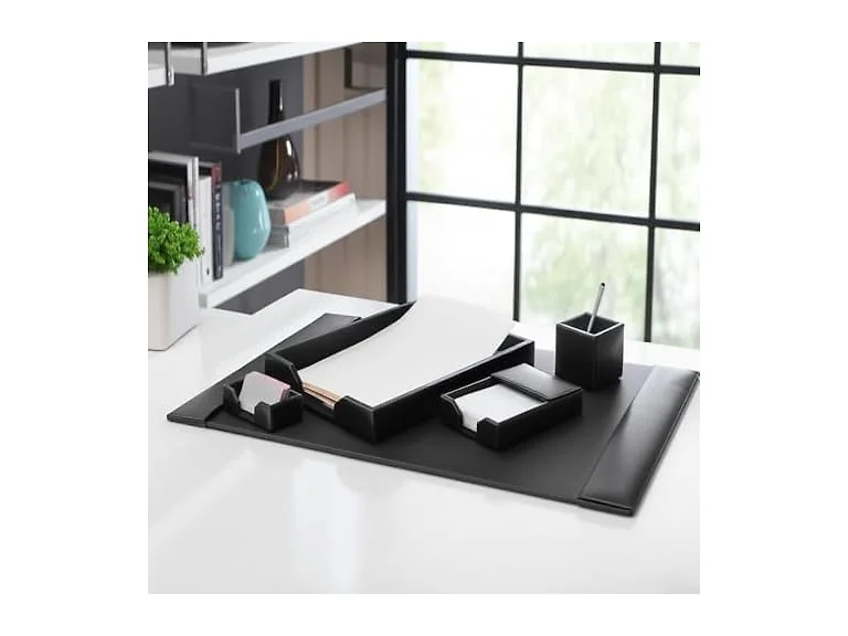 Dacasso Black Bonded Leather Desk Set