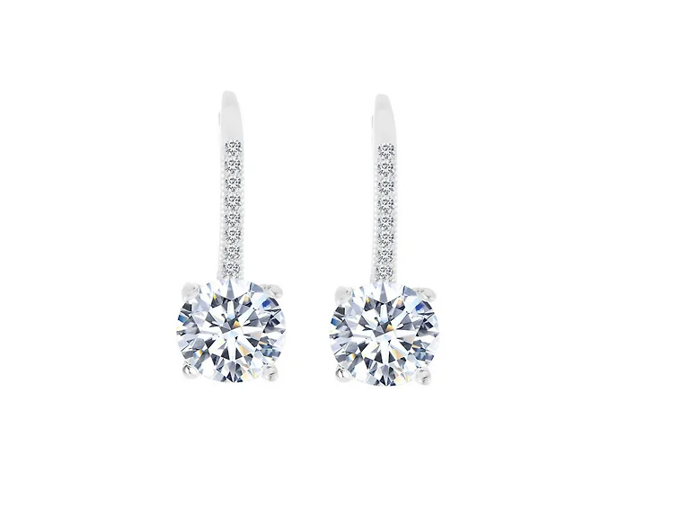 Round Cut Crystal Leverback Earrings
