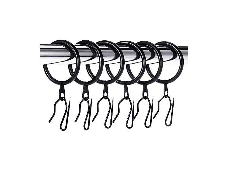 Hotop 30 Pcs Metal Curtain Rings with Hooks