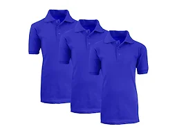 GBH WC-----(3-Pack Boy's Polos) ZBE / RY-RY-RY / 4 4 3PK Boys Short Sleeve School Polo Royal Blue x3