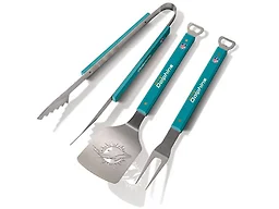 YouTheFan NFL Miami Dolphins Spirit Series 3-Piece BBQ Set , Stainless Steel, 22" x 9"