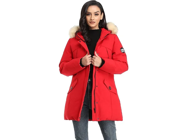 PUREMSX Women (S) Parka Winter Coats Fur Jacket