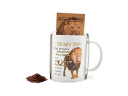 HJOCMLE To My Son Lion Mug Funny Cup with Hot Chocolate Mix Gift Set Inspirational Son Mug Fall Bravely Rise Stronger as Meaningful Birthday or Graduation Present for Son from Mom&Dad