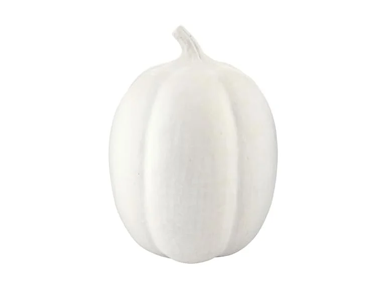 White Handcrafted Paper Mache Sculpture, Large, Pumpkin