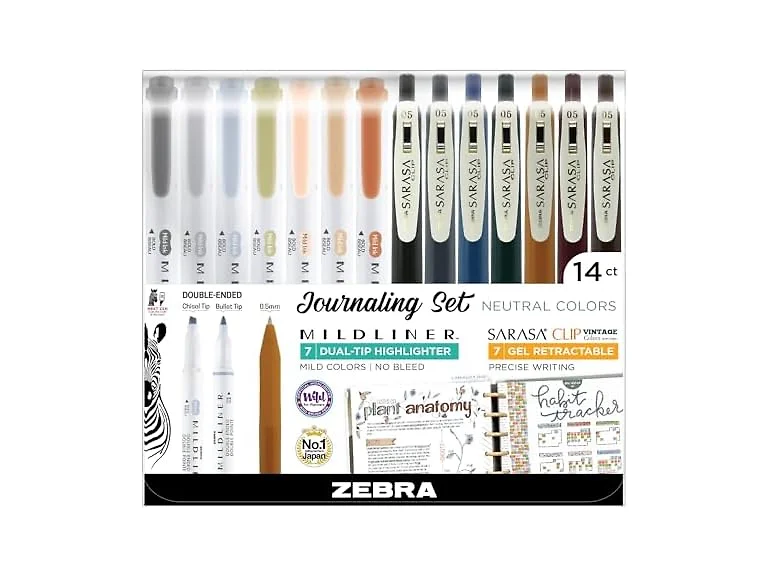 Zebra Pen Sarasa Clip Vintage and Mildliner Neutral Set