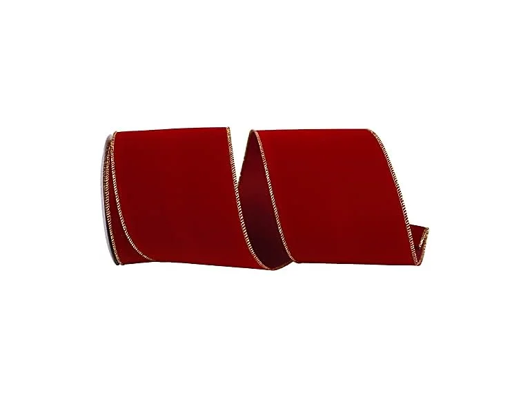 Reliant Velvet Wired Ribbon 4" 10yd Scarlet