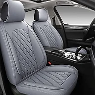LINGVIDO Car Seat Covers for Front Seats (2 Seats) - Premium Perforated Nappa Leather,Waterproof Shield, Omni-Adapt Fit for SUVs Sedans, Ideal for Rideshare & Pets