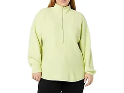 Amazon Essentials Women's Sweaters, Dressy Casual, Mid Gauge Stretch, Half Zip, Polo Collar, Bright Olive Green, Medium