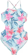 Kanu Surf Girls' Amelia Upf 50 Double Cut-out Banded One Piece Swimsuit, Amelia Pink/Denim, 12