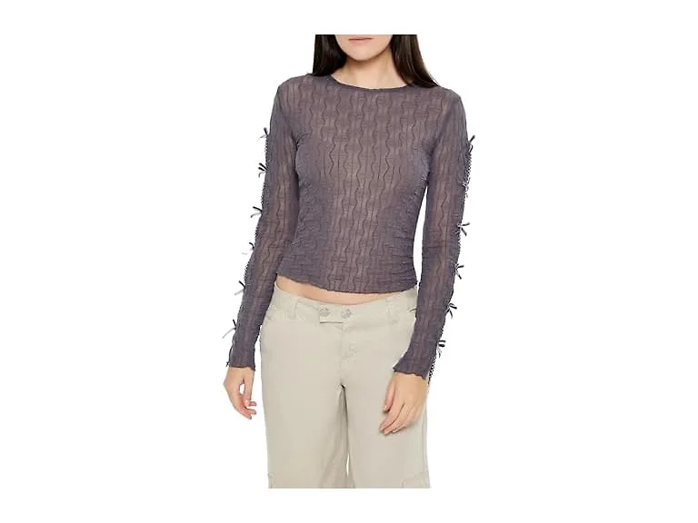Forever 21 Women (M) Chevron Jacquard Cutout Top