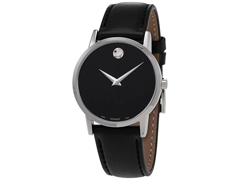 Movado Museum Classic Black Dial Leather Watch