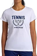 HEAD Women’s Tennis Graphic Crewneck T-Shirt, Relaxed Fit, Lightweight and Breathable Cotton-Poly Material, Stark White, Large