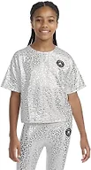 Converse Girls' Shine Boxy T-Shirt, White, Small