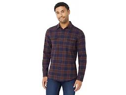 Amazon Essentials Men's Slim-Fit Flannel Long-Sleeve Button Down Shirt, Two-Pocket, 100% Cotton, Plaid, Navy Chocolate Plaid, Large