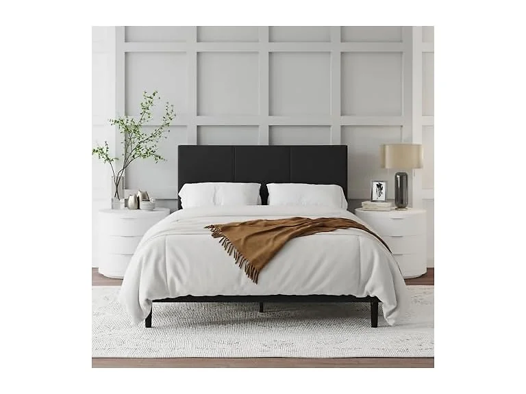 Bed Frame, Upholstered Headboard