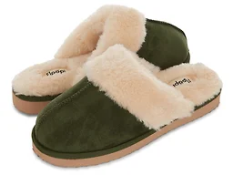 Floopi FLOOPI-407-GRN-6 6 Womens Vegan Leather EVA Scuff Slipper Green