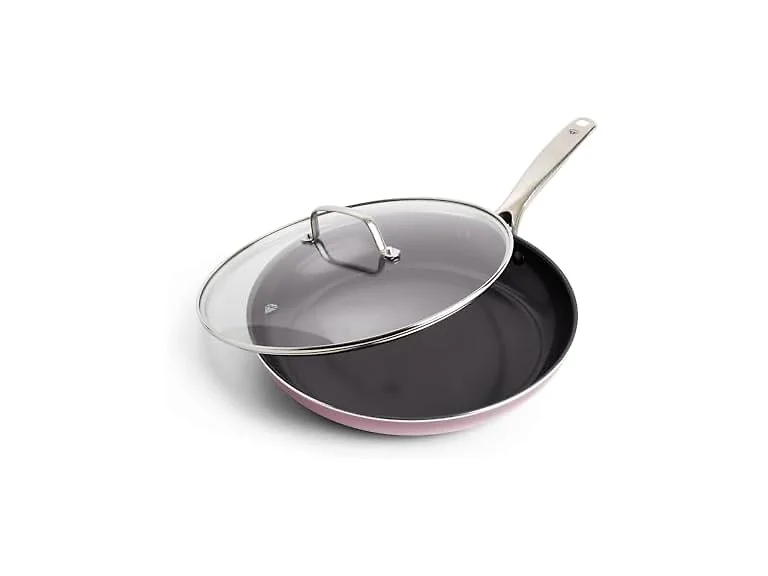 Blue Diamond 12" Nonstick Frying Pan with Lid, Pink