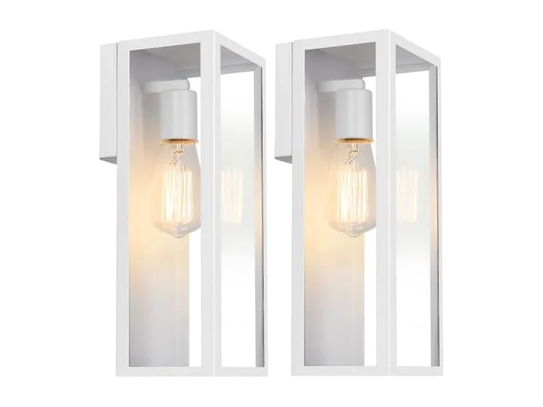 VerRon 2-Pack 13in White Wall Lanterns
