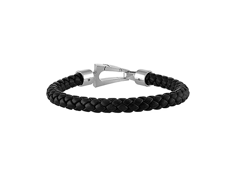 Bulova Men Marine Star Leather Braided Bracelet