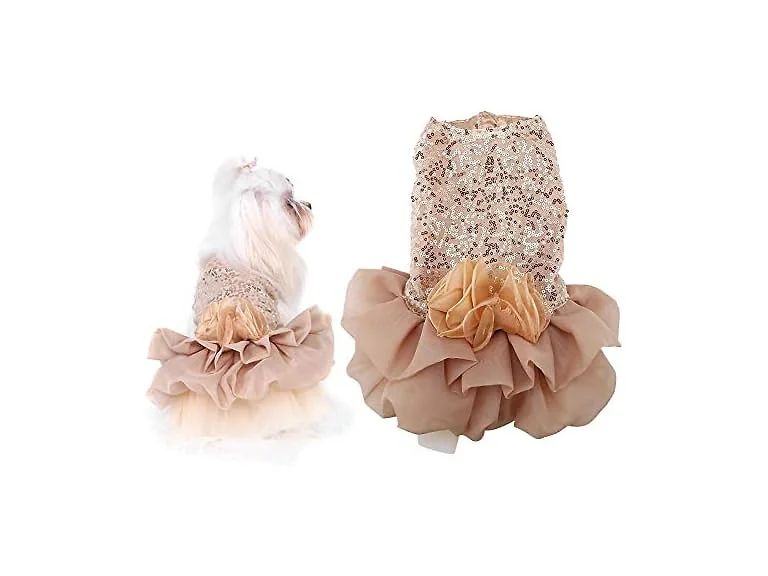 Zerodis Dog Wedding Dress Summer Sequined Pr