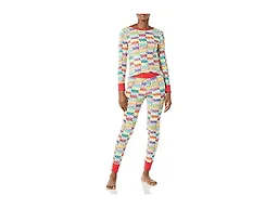 Amazon Essentials Disney | Marvel | Star Wars Women's Snug-Fit Cotton Pajama Set, Marvel Holiday Bricks, Medium