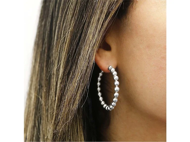Yeidid Silver 25, 30, or 35mm Bead Hoops