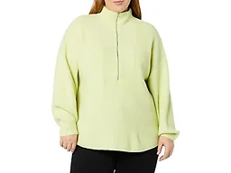 Amazon Essentials Women's Sweaters, Dressy Casual, Mid Gauge Stretch, Half Zip, Polo Collar, Bright Olive Green, XX-Large