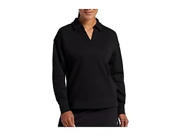 HEAD Women’s Polo Crewneck Sweatshirt, Relaxed Fit, Heavyweight Material, Black, Medium